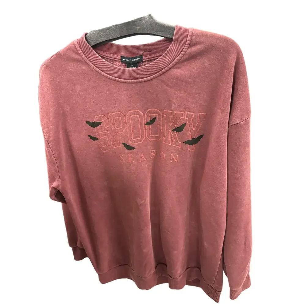 Spooky Season Burgundy Halloween Sweatahirt Spooky Babe Fit Size M